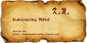 Kubinszky Máté névjegykártya